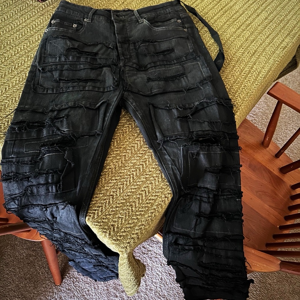 Rick Owens DRKSHDW DISTRESSED RIPPED JEANS IN BLACK Size 32